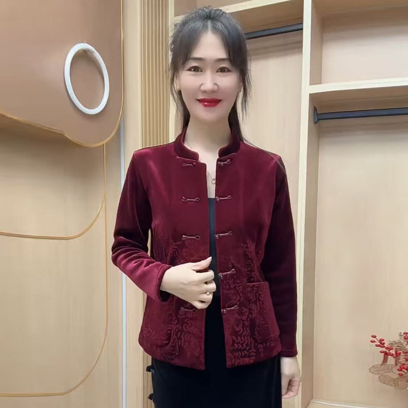 高品质！中老年妈妈盘扣加绒开衫