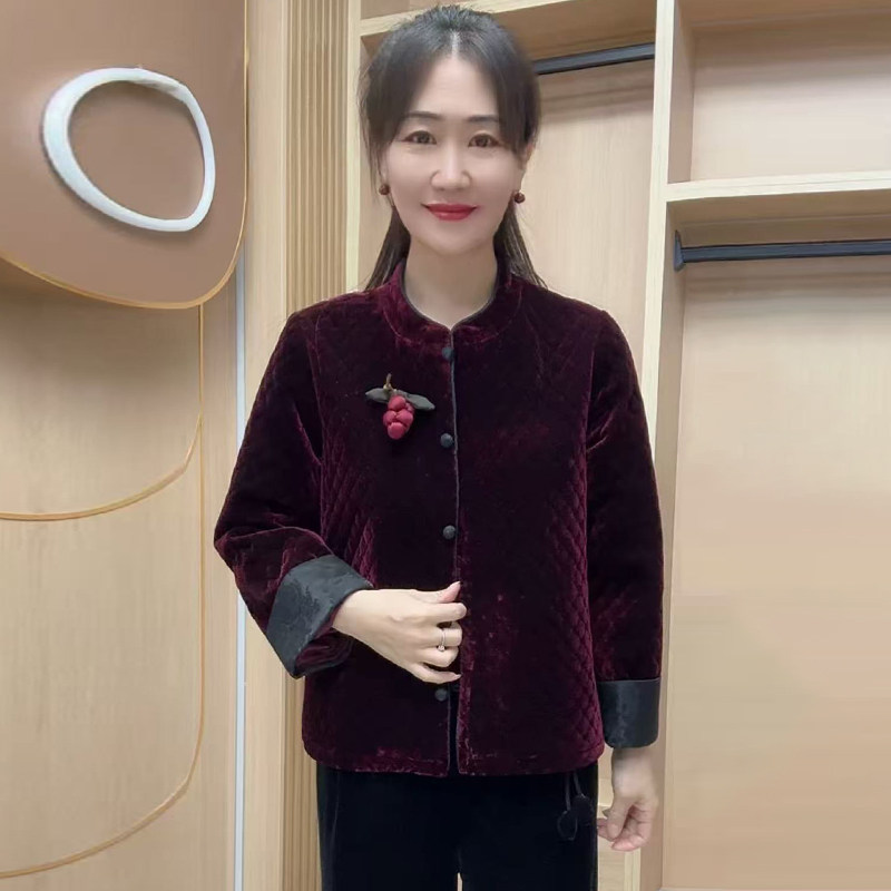高品质！中老年妈妈丝绒加棉外套