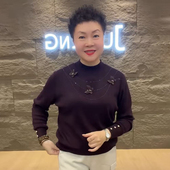 中年妈妈秋装 圆领上衣50岁减龄毛衣 中老年女羊毛衫 新款 针织打底衫