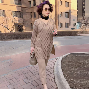 2025春秋休闲大码衬衫中老年妈妈装宽松遮肉显瘦中长款上衣两件套