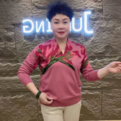 冬季 百搭上衣 宽松显瘦烫钻交叉V领羊毛针织衫 新款 妈妈毛衣打底衫