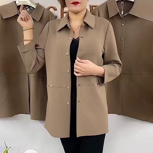 高品质！空气棉中长款翻领外套女