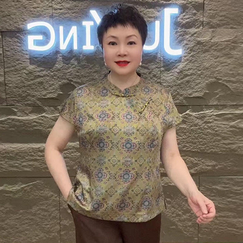 高品质!时尚妈妈醋酸缎旗袍衫