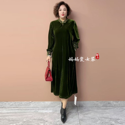 高端重工丝绒刺绣连衣裙打底长裙