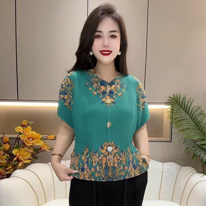 高品质!龙鳞纹弹力大码妈妈上衣