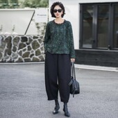 两件套装 原创复古轻奢高级感宽松大码 宽松遮肚上衣显瘦洋气阔腿裤