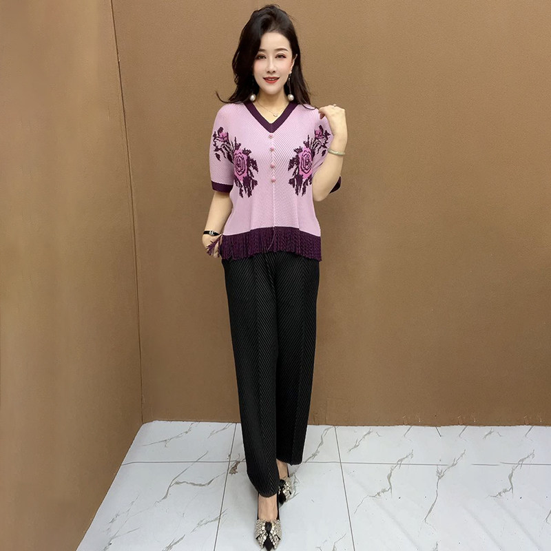 三宅褶皱宽松气质大码减龄上衣女