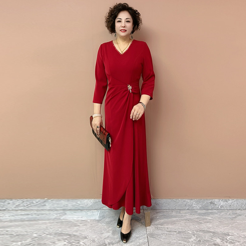 高品质!喜婆婆红色礼服连衣裙
