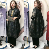 欧洲站秋季 风衣斗篷大衣 大气鹿皮绒外套抽绳领拼接款 新款 高端时尚