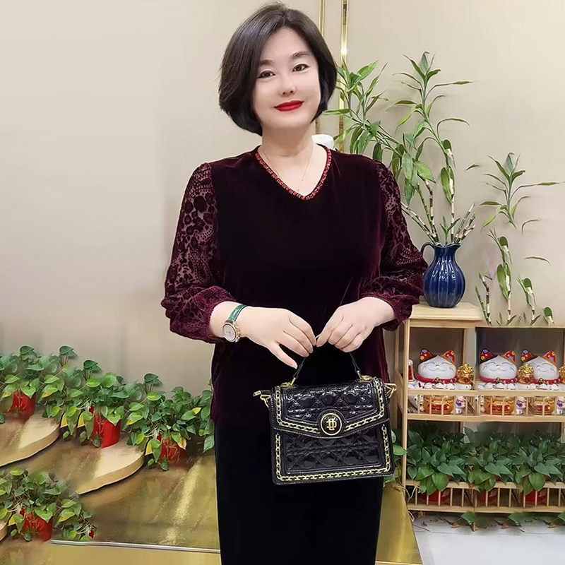 高端阔太太秋冬新款真丝绒上衣中老年妈妈宽松遮肉气质显瘦打底衫,女装/女士精品,衬衫,淘宝优惠券,粉丝福利购,淘宝优惠卷