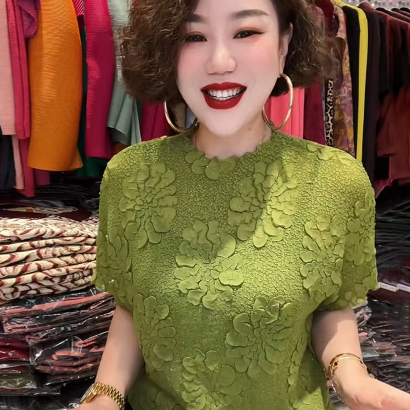 高品质！时尚立体花褶皱小衫上衣