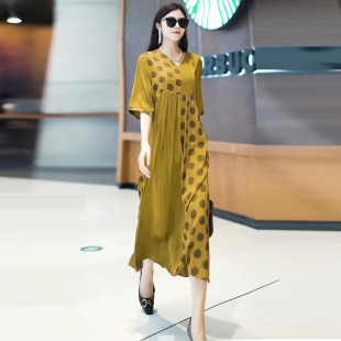 洋气减龄贵夫人气质长裙 新款 文艺复古轻奢大码 真丝连衣裙2025夏季