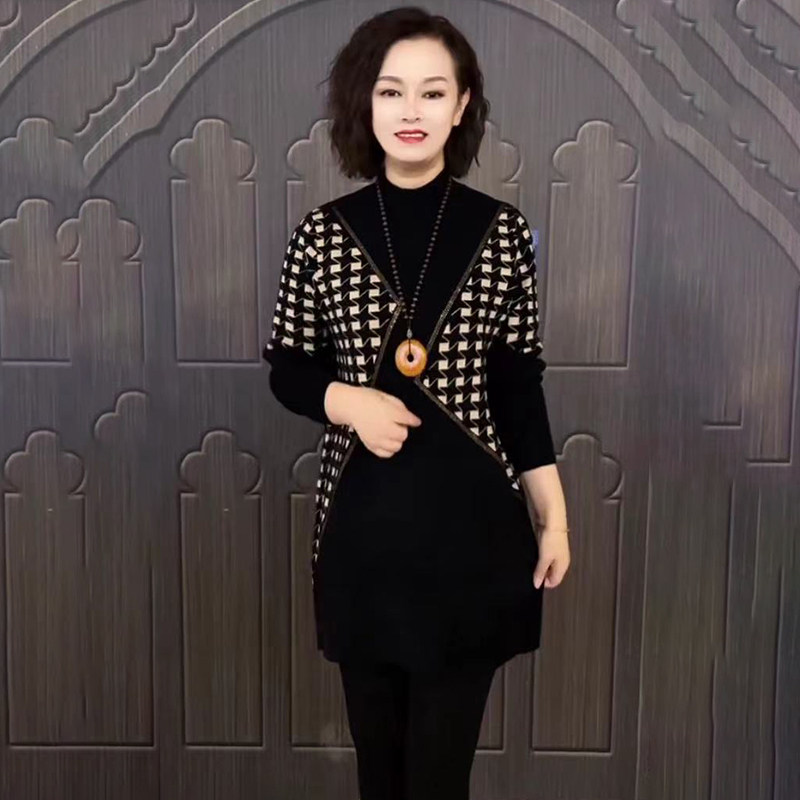 中长款针织打底衫洋气妈妈打底裙