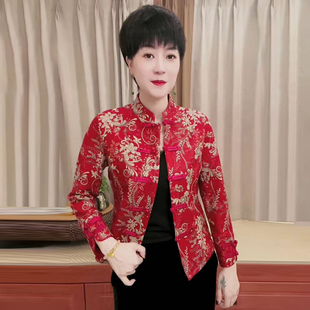 新中式老年人秋冬外套60岁70奶奶装盘扣唐装老太太妈妈装加绒上衣