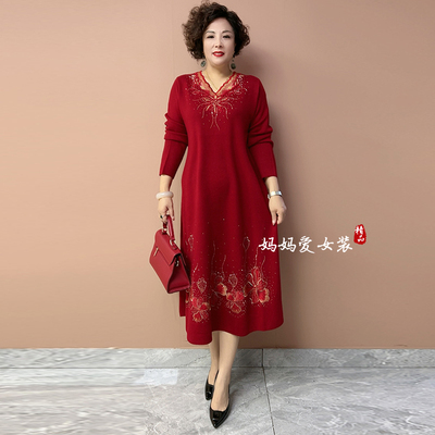 喜婆婆重工烫钻连衣裙绣花长裙