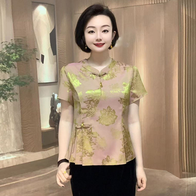 高品质！新中式真丝妈妈大码上衣