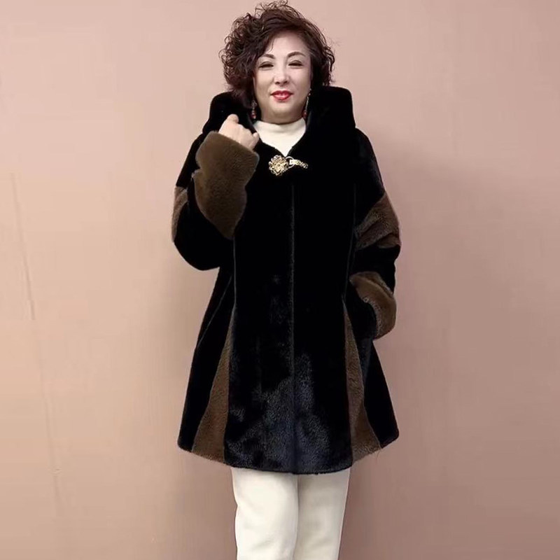 2023冬季新款女装海宁皮毛一体水貂毛大衣连帽中长款时尚皮草外套,女装/女士精品,皮草,淘宝优惠券,粉丝福利购,淘宝优惠卷