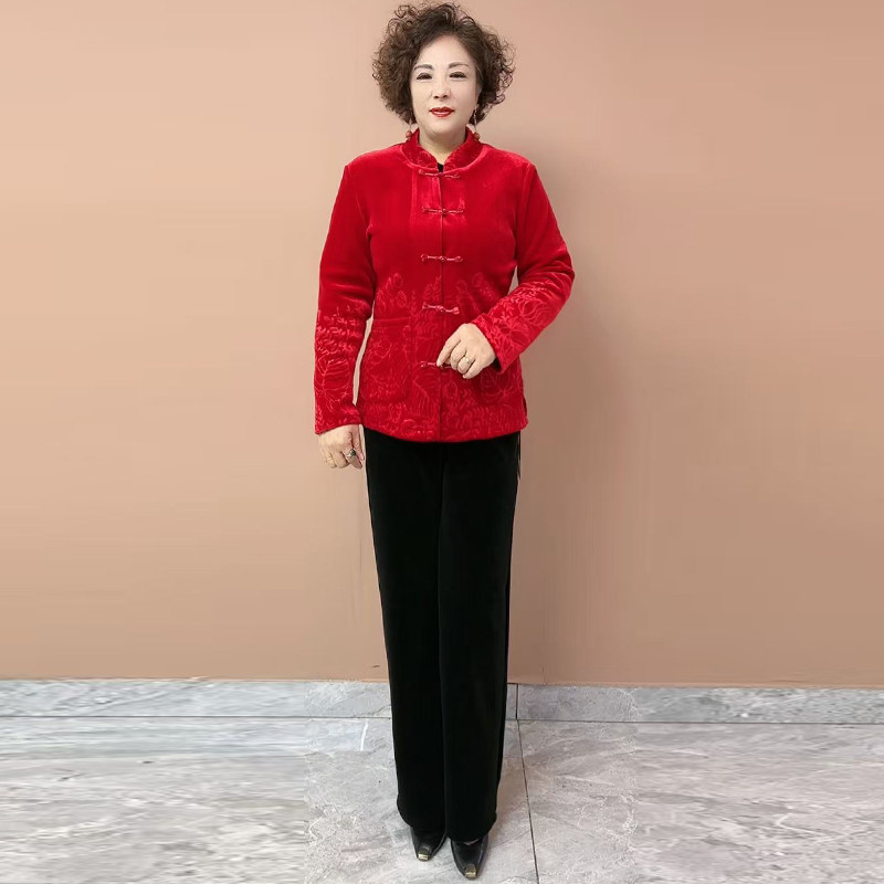 高品质！中老年妈妈加绒开衫外套