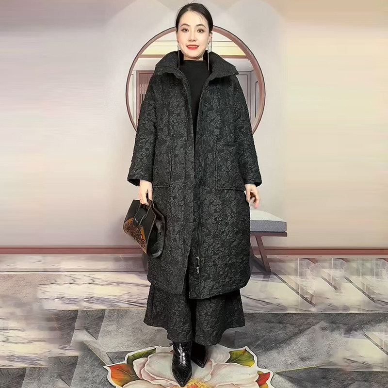 复古大码立领棉衣外套加厚棉服女