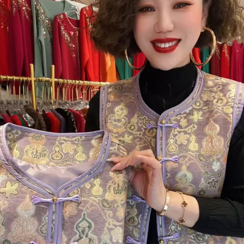 高品质！金丝葫芦提花马甲外套女