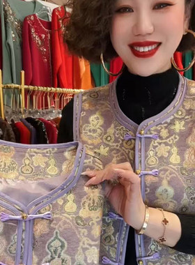 高品质！金丝葫芦提花马甲外套女