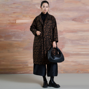 高端复古大码长款提花外套26春季新款贵夫人洋气妈妈宽松减龄大衣