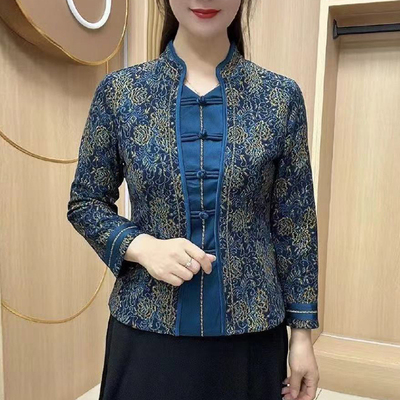 复古立领民族风妈妈秋冬大码上衣