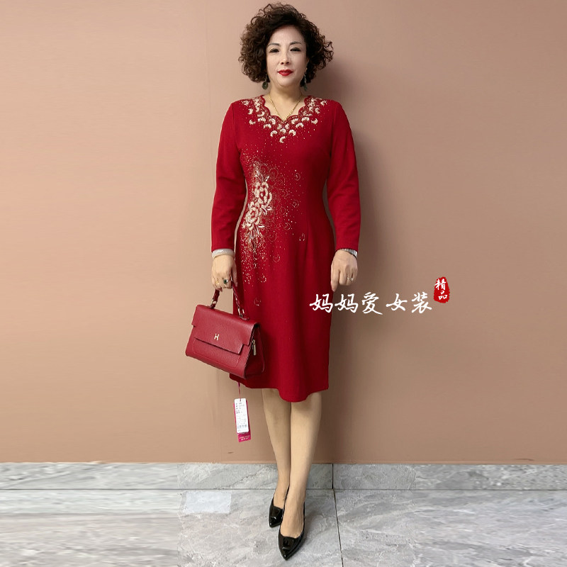 小个子胖妈妈婚礼连衣裙结婚礼服短款中年喜婆婆丈母娘显瘦婚宴装