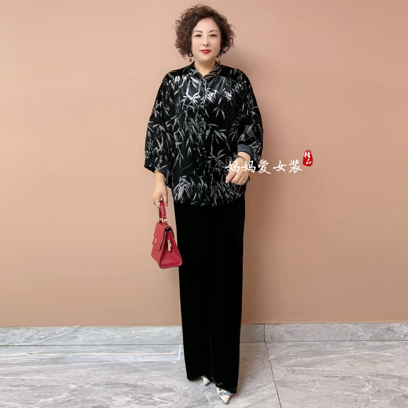 高品质!竹叶丝绒雕花开衫外套女