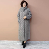 200斤气质长款 阔太太冬装 水貂绒大衣秋冬中老年妈妈大码 毛呢外套