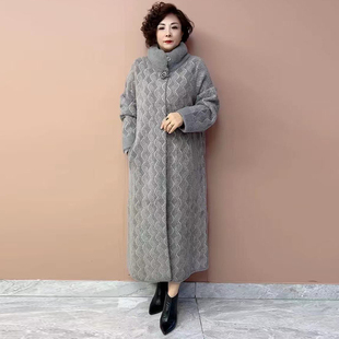 阔太太冬装水貂绒大衣秋冬中老年妈妈大码200斤气质长款毛呢外套