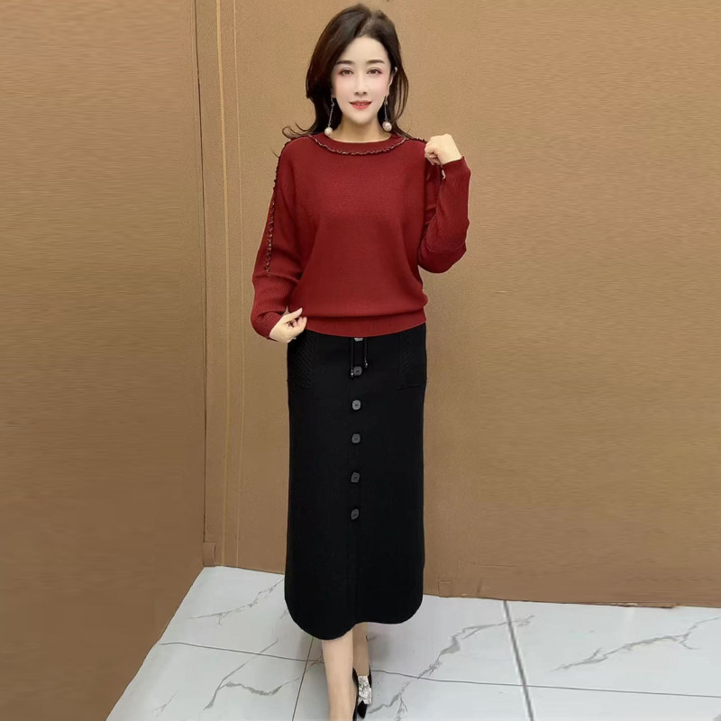 新款显瘦套头韩版纯色百搭木耳边圆领蝙蝠型打底衫长袖女针织上衣