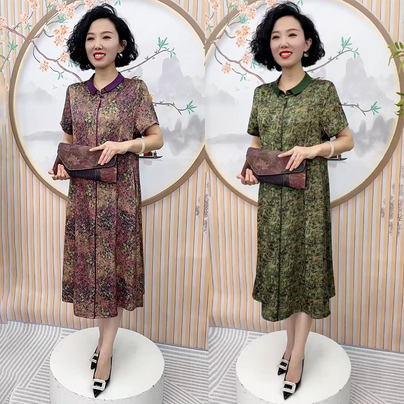 气质时尚妈妈夏装连衣裙2025新款中老年女装洋气旗袍贵夫人长裙子