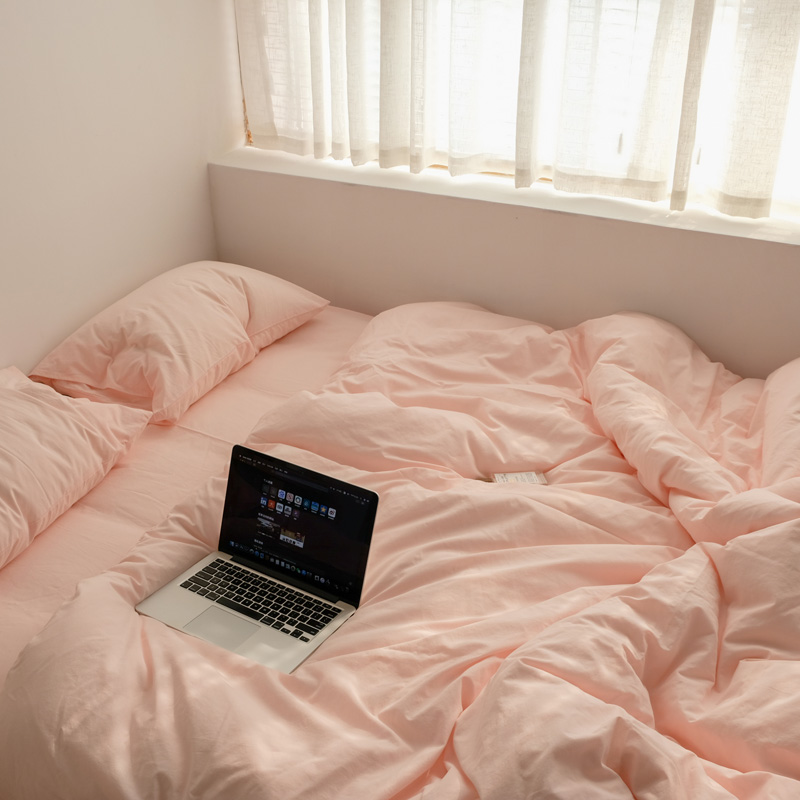 弥生ins风纯色水洗棉全棉被套