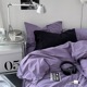 Purple梦紫水洗棉全棉四件套简约纯色纯棉床单床笠床上用品三件套