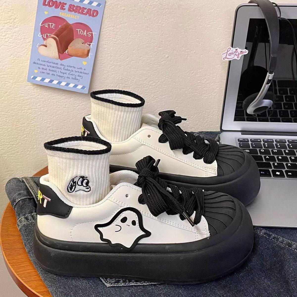 小幽灵2026春夏新款休闲板鞋丑萌贝壳头时尚百搭休闲小白鞋大头鞋,女鞋,休闲板鞋,淘宝优惠券,粉丝福利购,淘宝优惠卷