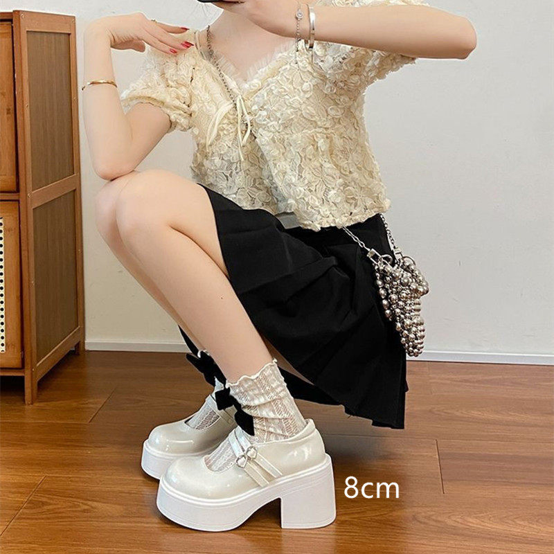 2026黑白色英伦风厚底玛丽珍鞋女春季一字扣带小个子增高复古皮鞋,女鞋,时尚休闲鞋,淘宝优惠券,粉丝福利购,淘宝优惠卷