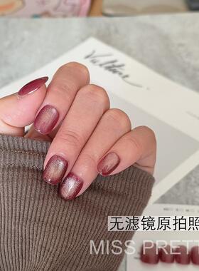 晶石猫眼红色系山楂色个性穿戴甲