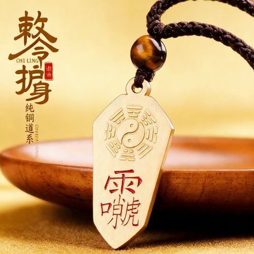 道家黄铜复古八卦平安吊坠