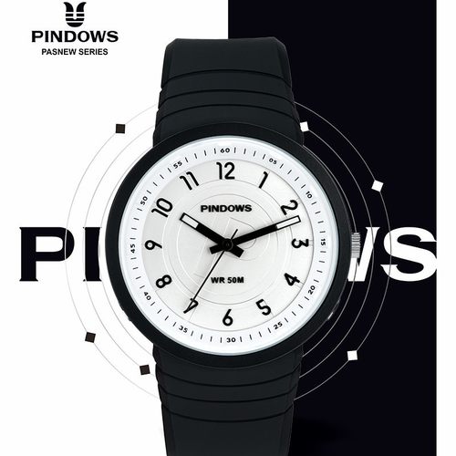 PINDOWS拼道时新款合金手表女韩版简约清新学生考试用防水石英表