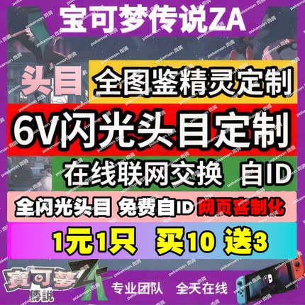 Switch宝可梦ZA精灵定制送mega石 全头目闪光网页客制化全图鉴