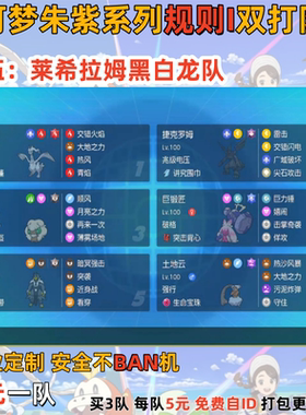 switch宝可梦朱紫规则I双打队伍莱希拉姆黑白龙队 6元一队