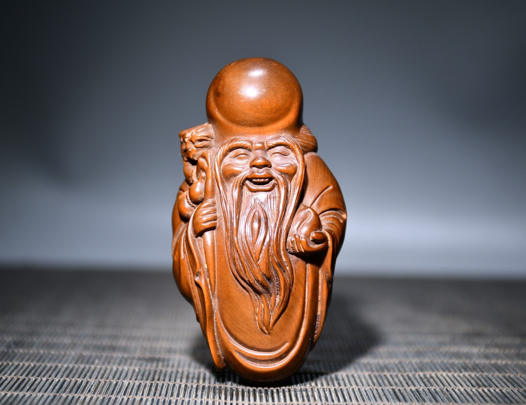 小叶黄杨木精工雕刻寿星挂件把玩件手把件工艺摆件中式文房装饰品