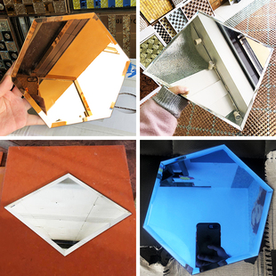 300金镜银大块镜面磨边水晶玻璃瓷砖马赛克背景墙KTV墙贴六角菱形