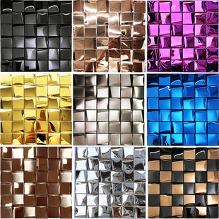 立体3D金属不锈钢马赛克瓷砖水晶玻璃电视背景墙客厅酒吧ktv墙砖