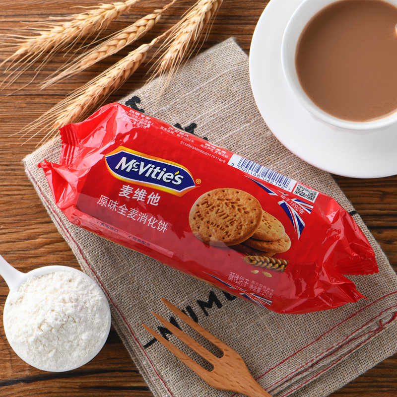 英国麦维他消化饼250g*4包早餐粗粮营养饼干木糠烘焙原材料零食