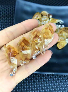 黄水晶原石男女毛衣链