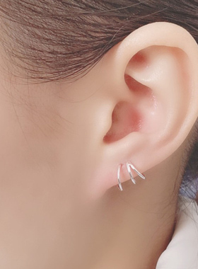 三层小圆圈耳环纯银正品