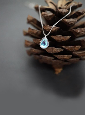 高级感幻彩水滴银项链正品