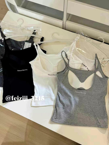 妃子纪3215新字母U型美背吊带女承托聚拢固定杯胸垫打底上衣背心